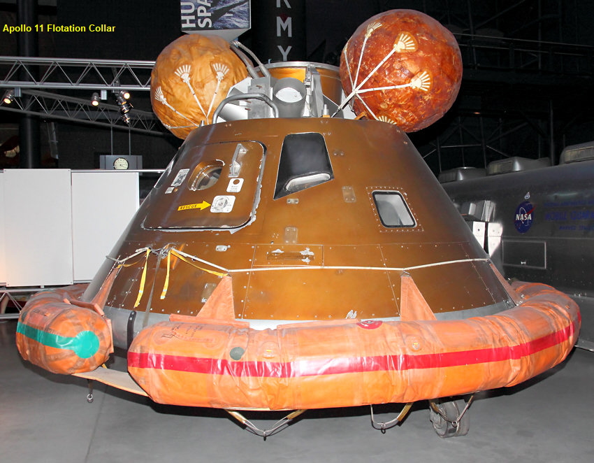 Apollo 11 Kommando-Modul: Raumkapsel der Mondmission mit Schwimmkragen für die Wasserlandung