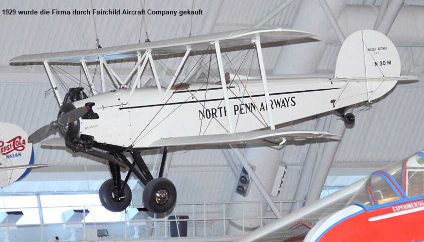 Kreider-Reisner C-4C Challenger (später: Fairchild KR-34): A. Kreider und L. Reisner bauten das Flugzeug 1929