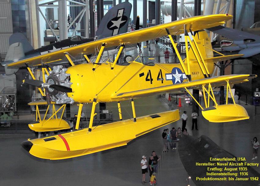 Naval Aircraft Factory N3N "Yellow Peril": Die US Navy nutzte das Wasserflugzeug primär zur Pilotenausbildung ab 1938