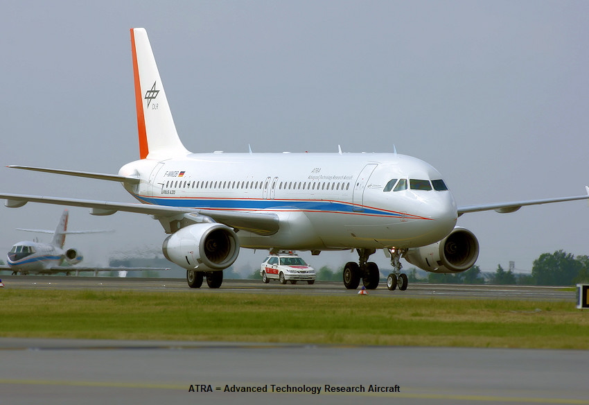Airbus A320-232 ATRA: Flugversuchsplattform für Brennstoffzelleneinsatz, Wirbelschleppen und Lärmreduzierung der DLR