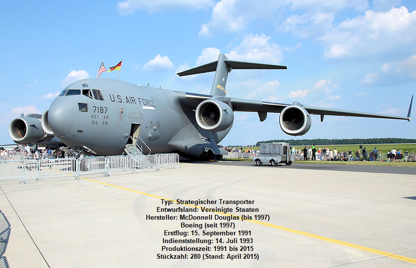 Typ: Strategischer Transporter
Entwurfsland: Vereinigte Staaten
Hersteller: McDonnell Douglas (bis 1997)
Boeing (seit 1997)
Erstflug: 15. September 1991
Indienststellung: 14. Juli 1993
Produktionszeit: 1991 bis 2015
Stückzahl: 280 (Stand: April 2015)
