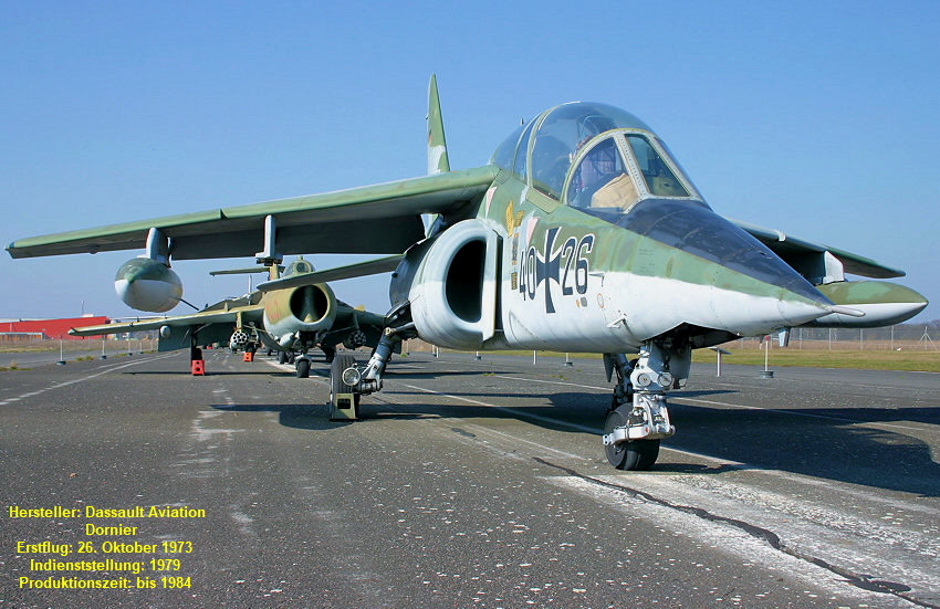 Alpha Jet, Dassault / Dornier: leichtes Kampfflugzeug und Schulflugzeug der BRD