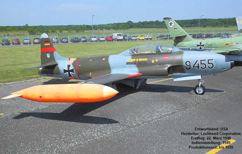 Lockheed T-33A “T-Bird“: 2-sitzige Version des 1. US-Düsenabfangjägers P-80 Shooting Star