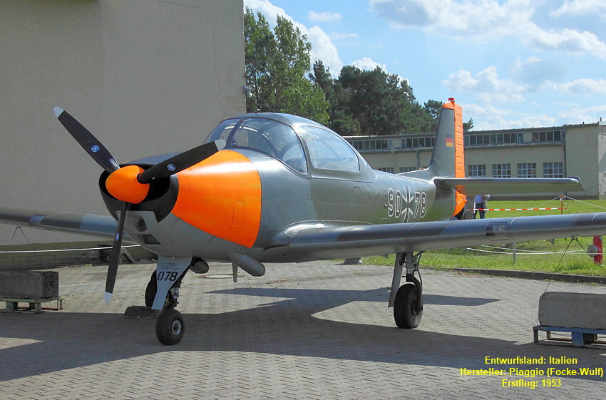 Piaggio P.149 D:  wurde für die Bundeswehr als Schulflugzeug und Verbindungsflugzeug beschafft