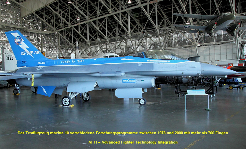 General Dynamics AFTI F-16: Testversion zur Erprobung neuer Jägertechnologien für künstlich stabilisierte Luftfahrzeuge mit digitaler Flugsteuerung zur Erhöhung der Manövrierbarkeit