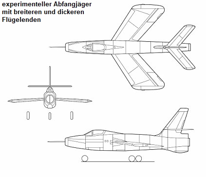 Republic XF-91 Thunderceptor: experimenteller Abfangjäger mit breiteren Flügelenden, verstellbarem Einstellwinkel  und zusätzlichem Raketenantrieb