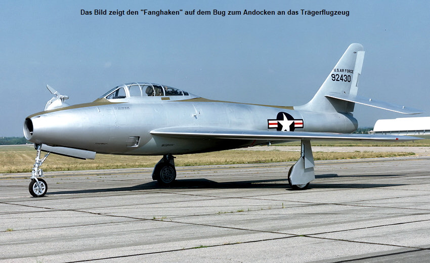 Republic YRF-84F Ficon: Der Prototyp der F-84 Thunderstreak sollte als Begleitjäger unter einer Convair B-36 Peacemaker mitgeführt werden