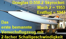 Douglas D-558-2 Skyrocket: Das Versuchsflugzeug war die erste bemannte Maschine, die 1953 die zweifache Schallgeschwindigkeit erreichte