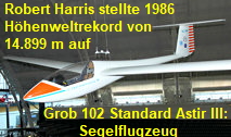 Grob 102 Standard Astir III: Robert Harris stellte mit diesem Segelflugzeug 1986 den Höhenweltrekord von 14.899 m auf