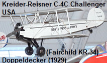 Kreider-Reisner C-4C Challenger: Amron Kreider und Lewis Reisner konstruierten diesen zuverlässigen Doppeldecker von 1929