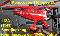 Monocoupe 110 Special: Sportflugzeug und Rennflugzeug der 1940er Jahre mit verkürzten Flügeln