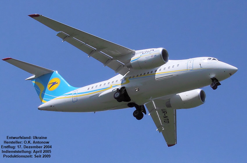 Antonow AN 148-100: 2-strahliges Regionalverkehrsflugzeug des ukrainischen Flugzeughersteller Antonow