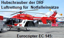 Eurocopter EC 145: Hubschrauber der DRF Luftrettung für  Notfalleinsätze, Transporte von Intensivpatienten zwischen Kliniken und Suchflüge