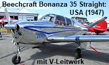 Beechcraft Bonanza 35 "Straight 35":  Flugzeug von 1947 mit V-Leitwerk