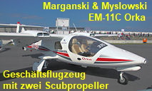 Marganski & Myslowski EM-11C Orka: Geschäftsflugzeug als Hochdecker mit zwei Scubpropeller