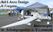 J&AS Aero Design J6 Fregata: Motorsegler mit Schubpropeller und V-Leitwerk
