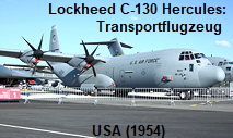Lockheed C-130 Hercules: weit verbreitetes militärisches Transportflugzeug mit über 20 Tonnen Zuladung