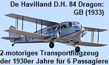 Die De Havilland D.H. 84 Dragon war ein kleines zweimotoriges Transportflugzeug aus den 1930er Jahren, das Platz für 6 Passagiere bot.