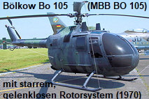 MBB BO 105M (VBH): 1. Hubschrauber mit starrem, gelenklosen Rotorsystem, das einen Looping ermöglicht