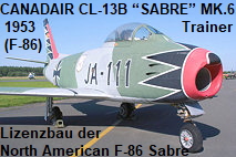 CANADAIR CL-13B “SABRE” MK.6: Lizenzbau der North American F-86 Sabre als Trainer der dt. Luftwaffe