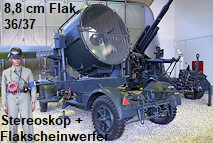 8,8 cm Flak 36/37: Flugabwehrkanone, Flakscheinwerfer und Stereoskop