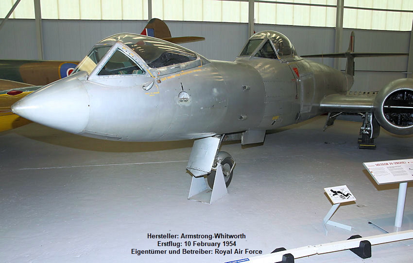 Gloster Meteor F8 Prone: Flugzeug zum Test für Flüge in liegender Bauchlage zur Erhöhung der G-Belastung