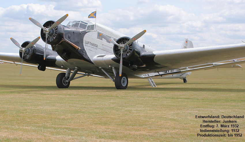 Junkers JU 52 / 3m: mit Wellblechbeplankung - Baujahr: 1932 - “Tante JU” genannt