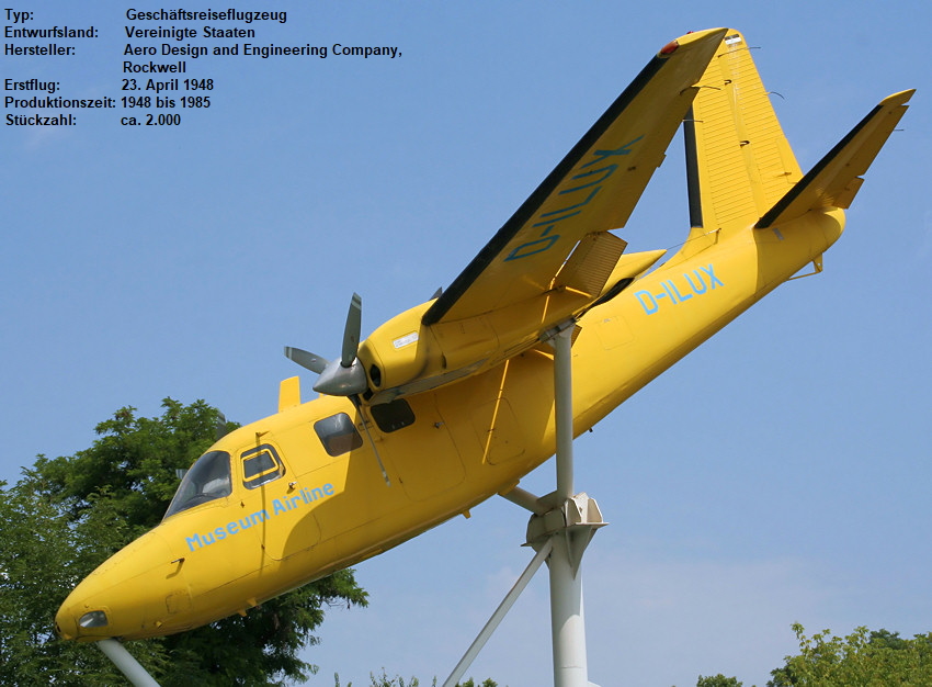 Rockwell / Aero 680 Commander: leichtes Transportflugzeug und Vermessungsflugzeug
