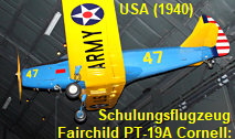 Fairchild PT-19A Cornell: Das Flugzeug wurde hauptsächlich zur Ausbildung bei der USAAC, Royal Air Force und RCAF während des Zweiten Weltkriegs genutzt
