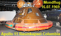 Apollo 11 Raumkapsel Columbia: Kommando-Modul der Mondmission mit Schwimmkragen für die Wasserlandung