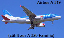 Airbus A-319: Der Airbus A-319 zählt zur A-320-Familie