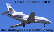 Dassault Falcon 900 B: dreistrahliges Geschäftsreiseflugzeug aus der Falcon-Baureihe des französischen Flugzeugherstellers Dassault Aviation