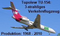 Tupolev TU 154 M :  3-strahliges Verkehrsflugzeug mittlerer Reichweite