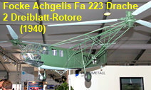 Focke Achgelis Fa 223 Drache - deutscher Hubschrauber mit 2 seitlichen Dreiblatt-Rotoren