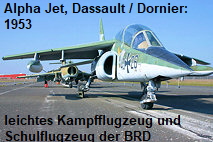 Alpha Jet, Dassault / Dornier: leichtes Kampfflugzeug und Schulflugzeug der BRD