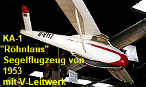 KA-1 Rhönlaus:  1-sitziges Segelflugzeug von 1952 mit V-Leitwerk