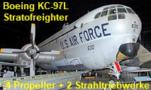 Boeing KC-97L Stratofreighter: Langstrecken-Frachtflugzeug hat 4 Propeller + 2 Strahltriebwerke