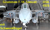 Grumman F-14 Tomcat: überschallschneller, doppelsitziger Kampfjet der USA mit Schwenkflügeln