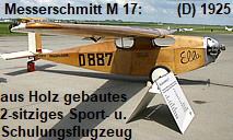Messerschmitt M 17: zweisitziges Sport- und Schulungsflugzeug - aus Holz gebaut !