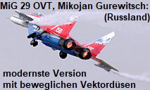MiG 29 OVT, Mikojan Gurewitsch: modernste Version mit beweglichen Vektordüsen